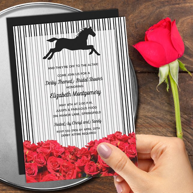 Convite Cavalo de corrida e Rosas Derby Bridal (Order INSTANT DOWNLOAD to send digitally or PRINTED invitations to mail or both!)