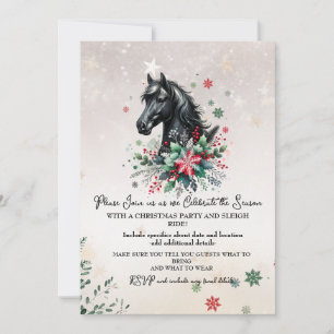 Convite Cavalo de Natal de Inverno Com Flores