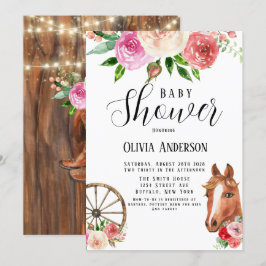 Convite Cavalo de roda e Chá de fraldas de florais do vagã