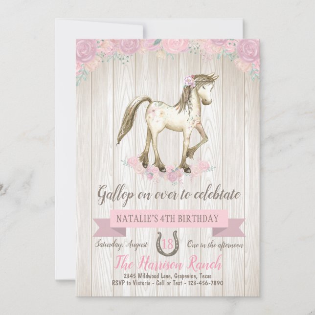 Convite Cavalo Doce Qualquer Festa de aniversário de Caval (Frente)