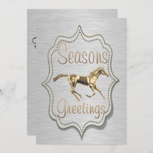 Convite Cavalo Dourado no Feriado Ocidental Prateado (Frente/Verso)