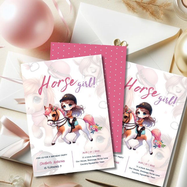 Convite Cavalo e Cavaleiro Convidam Rapariga Equestre (Criador carregado)