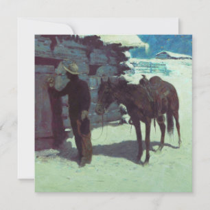 Convite Cavalo e Cowboy Neve de Inverno