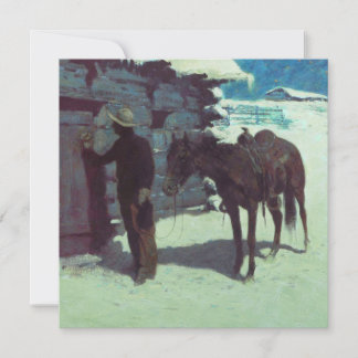 Convite Cavalo e Cowboy Neve de Inverno