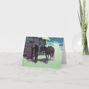 Convite Cavalo e Cowboy Neve de Inverno
