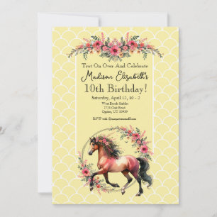 Convite Cavalo E Flores