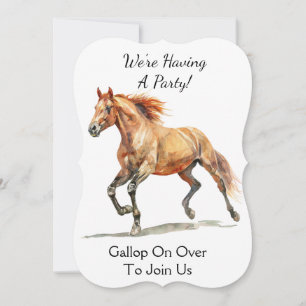 Convite Cavalo Galopante Aquarela Personalizado