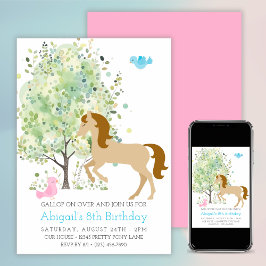 Convite Cavalo Justo, Árvores, Pôneas Andam Aniversário Eq