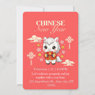 Convite Cavalo Kawaii Ano Novo Chinês