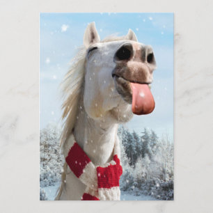 Convite Cavalo Pegando Flocos de Neve