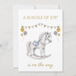 Convite Cavalo Rocking Personalizado com bandeiras de bunt