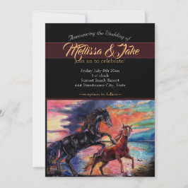 Convite Cavalos de Aquarela Romântica Céu Sem Fim