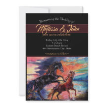 Cavalos de aquarela romântica de céu infinito