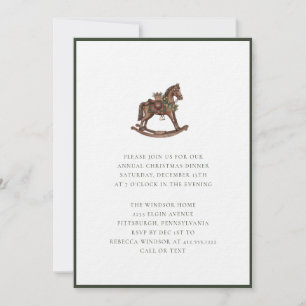 Convite Cavalos de Balanço em Aquarela Elegante Xadrez Nat
