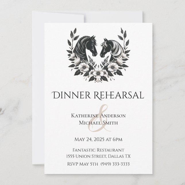 Convite Cavalos de Casamento e Flores do País (Frente)