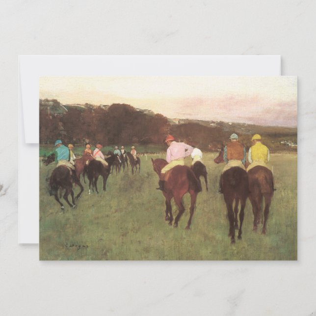 Convite Cavalos de corrida em Longchamp por Edgar Degas (Frente)