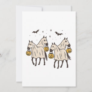 Convite Cavalos Fantasmas Fofos no Halloween Doces ou Trav