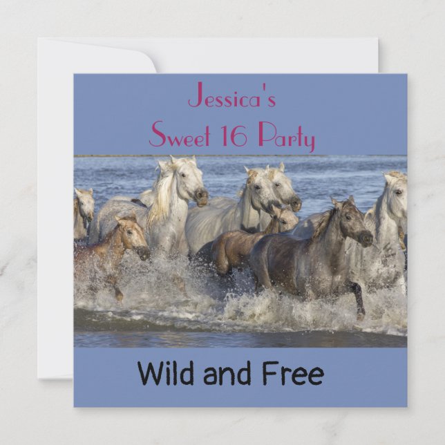 Convite Cavalos galopando na água (Frente)