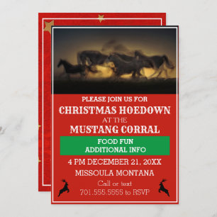 Convite Cavalos Selvagens Correndo no Natal Ocidental