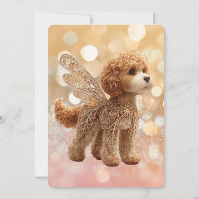 Convite Cavapoo Cavoodle Angel Fairy Birthday (Frente)