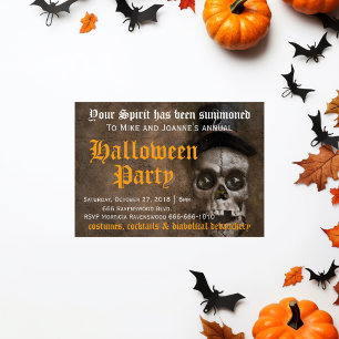 Convite Caveira assustadora e assustadora com festa de Hat