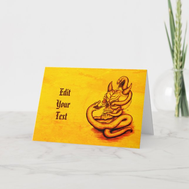 Convite Caveira - Cabeça Diabo com Cobra (Frente)