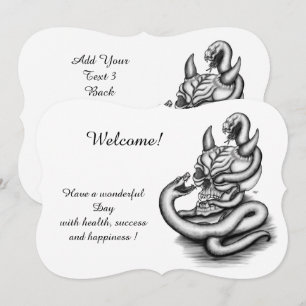 Convite Caveira - Cabeça Diabo com Cobra, Adicione Seu Te