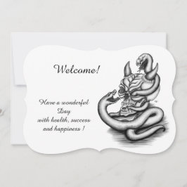 Convite Caveira - Cabeça Diabo com Cobra, Adicione Seu Tex