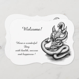 Convite Caveira - Cabeça Diabo com Cobra, Adicione Seu Tex