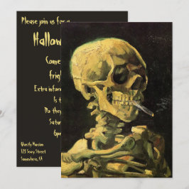 Convite Caveira com Cigarro Aceso de Van Gogh Halloween