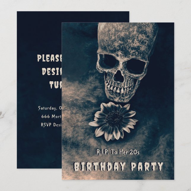 Convite Caveira Gótica Curso Canto de Girassol Para seus 2 (Frente/Verso)