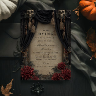 Convite Caveira Gótica e Festa de Halloween de Rosas
