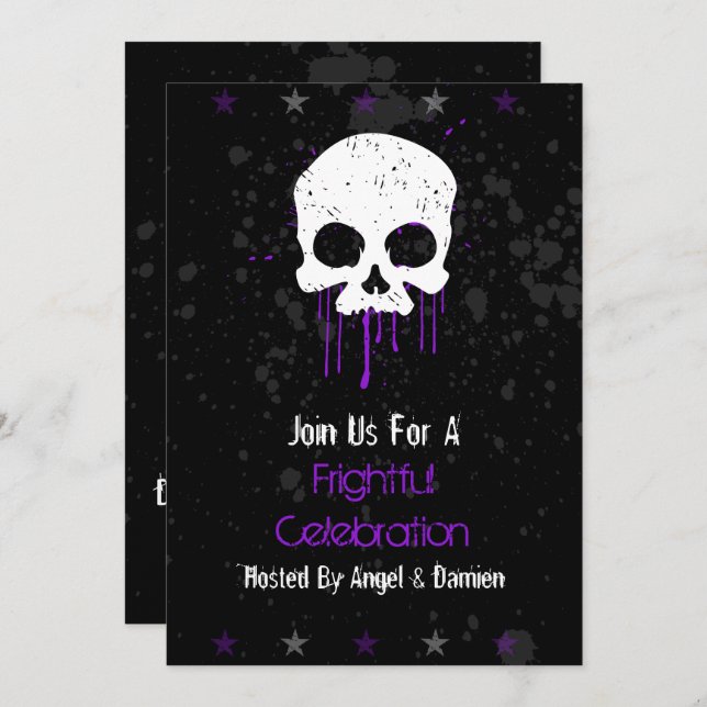 Convite Caveira Roxa (Frente/Verso)