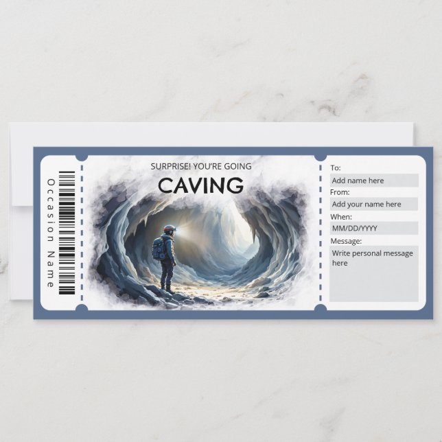 Convite Caving Gift Certificate (Frente)