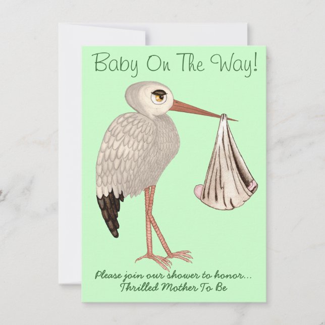 Convite Cegonha Clássica (Neutro) 1 (Chuva de Bebê) (Frente)