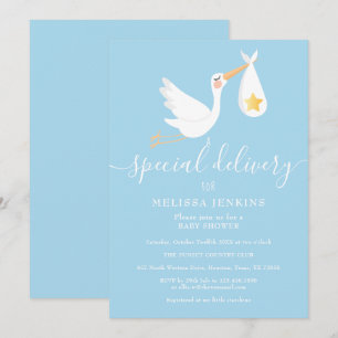 Convite Cegonha de Entrega Especial Estrela Baby Shower Sp