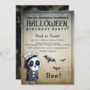 Convite Ceifador de Festa de aniversário Halloween