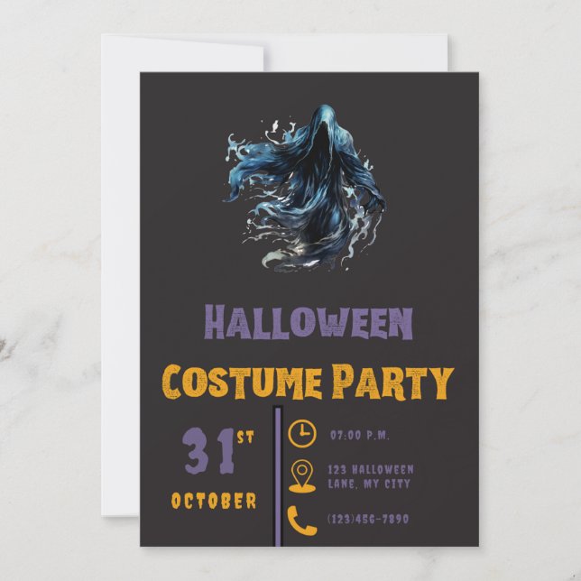 Convite Ceifador Sinistro Preto Halloween (Frente)