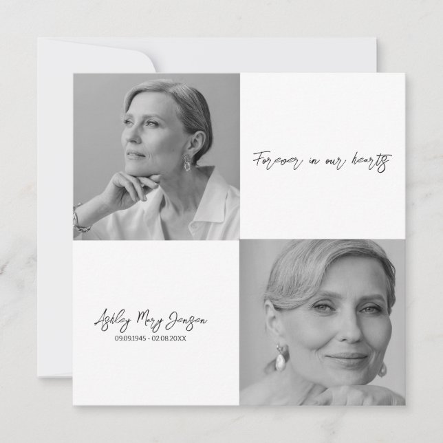 Convite Celebração a preto e branco do Funeral Fotográfico (Frente)