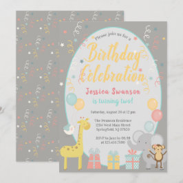 Convite Celebração Amarelo de Nascimento de Animais de Fes