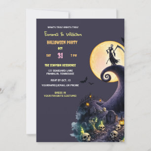 Convite Celebração Assustadora de Halloween com Pesadelo S