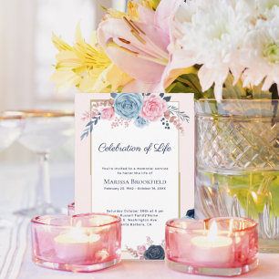 Convite Celebração Azul Blush Dusty da Vida Floral