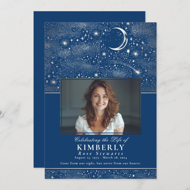 Convite Celebração Azul do Memorial Funeral da Vida (Frente/Verso)