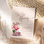 Convite Celebração Boho Mauve de Boho Hooray<br><div class="desc">Caligrafia elegante "Sip Sip Hooray" festa de aniversário cor-de-rosa,  floral e champanhe.</div>