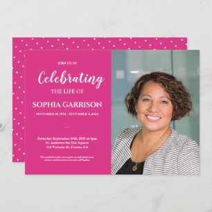 Convite Celebração Brilhante Rosa da Vida com o Funeral Fo