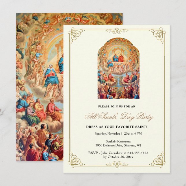 Convite Celebração católica para o dia todo do Santo (Frente/Verso)