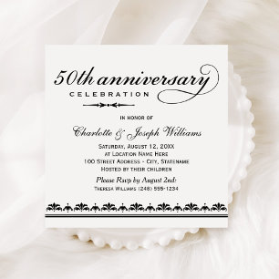Convite Celebração Clássica de 50 Anos de Casamento