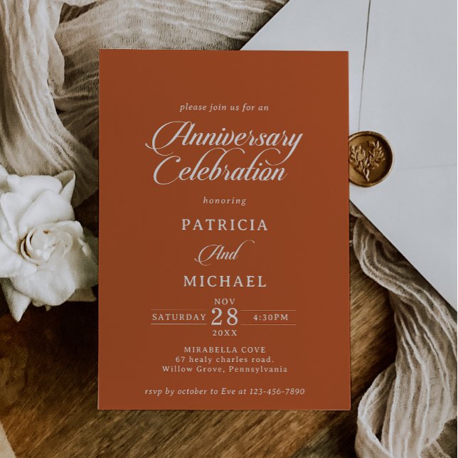 Convite Celebração Clássica de Aniversário de Casamento em (Criador carregado)