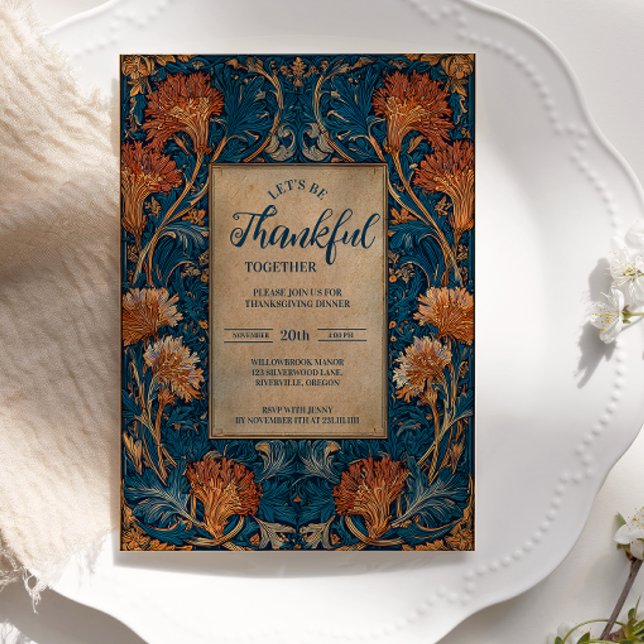 Convite Celebração Clássica de Colheita Azul de outono (Criador carregado)