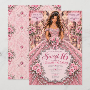 Convite Celebração Cor-de-Rosa dos 16 Anos